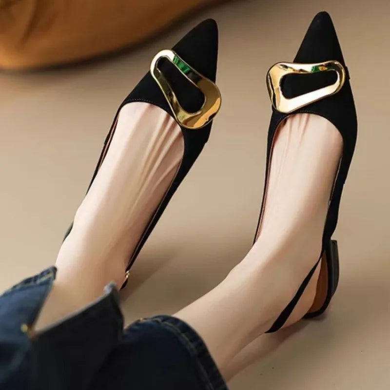 Suede Women Slingback Slippers Pointed Toe Casual Slide in Slippers