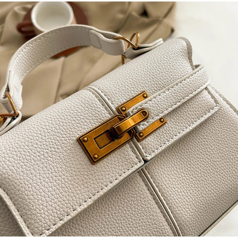 Luxury Trapezoidal Clutch Bag Hardware Lock Design Square Shoulder Handbag