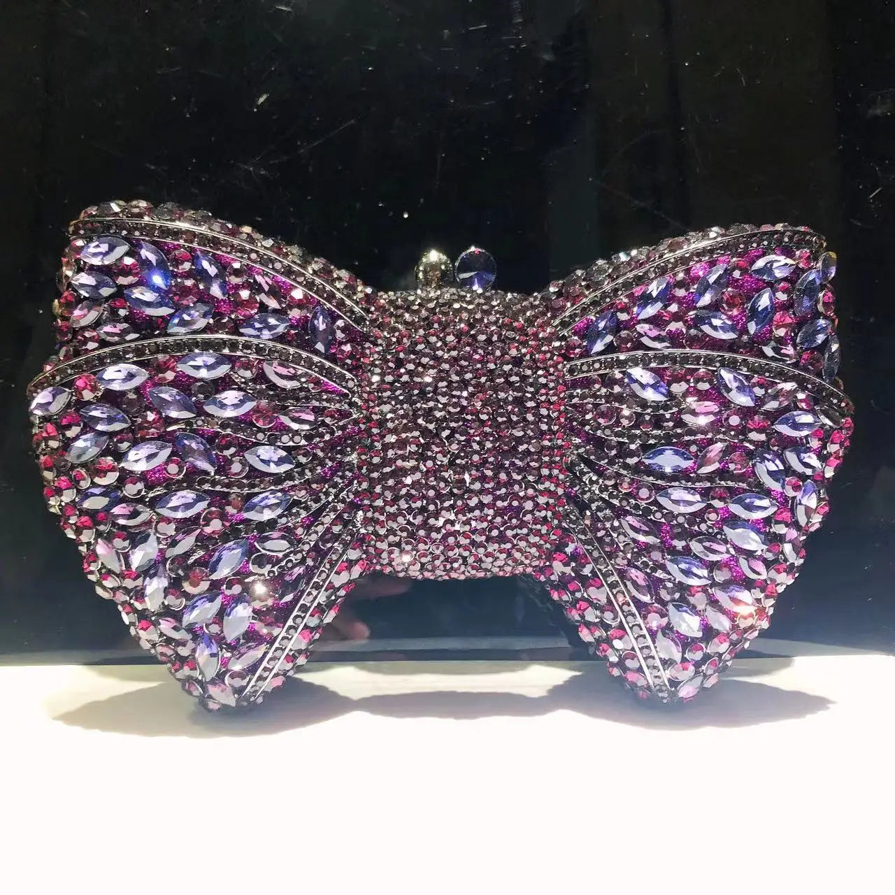 Rhinestone Green/Black Clutch Purse Bow Luxury Diamond Evening Clutches Wedding Bridal Bag