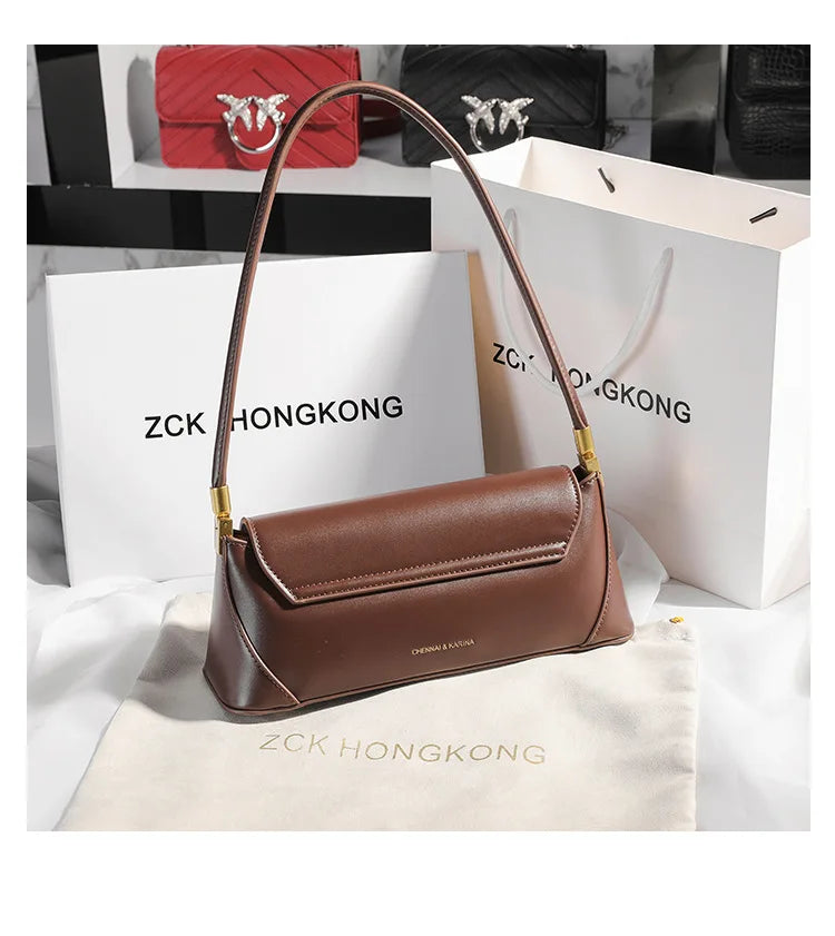Armpit bag high-end solid color one-shoulder portable genuine leather bag