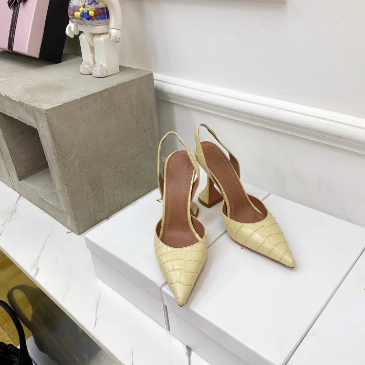 Wineglass with Crocodile Leather Pointed High Heel Shallow Mouth European Beauty Sandals