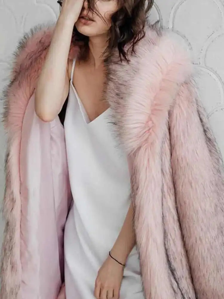 Tide Faux Fur Coat European Style Hooded Loose All Match Warm Cardigan Jacket