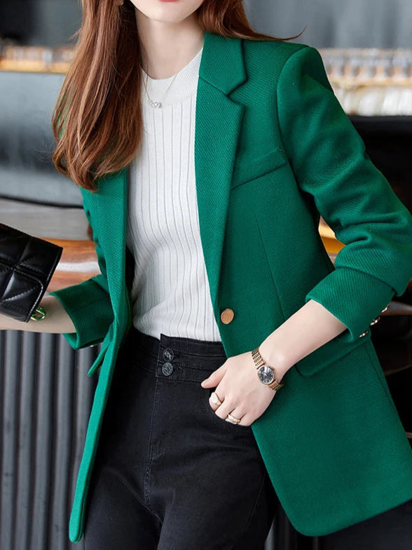 Ladies Blazer Women Green Black Khaki Long Sleeve Female Business Work Wear Slim Formal Jacket for Winter