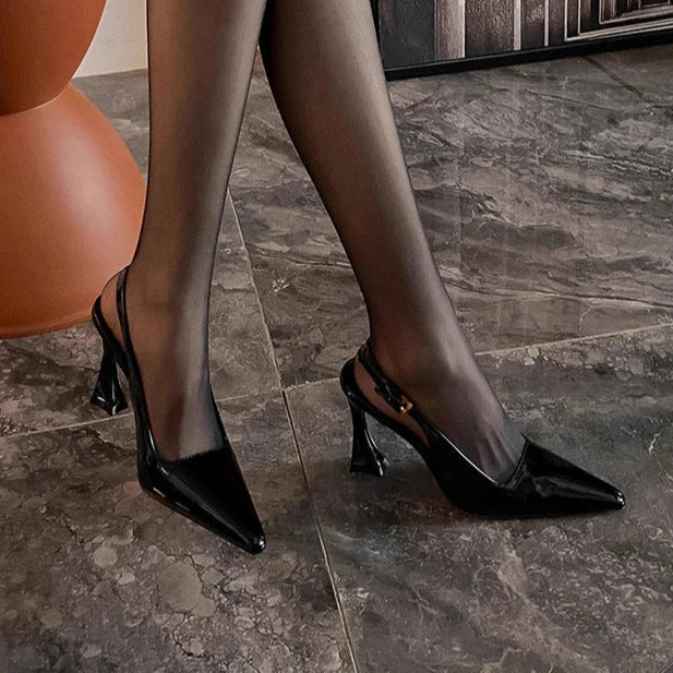 Summer Heel Sandals Fashion Pointed Toe Slingbacks Heels