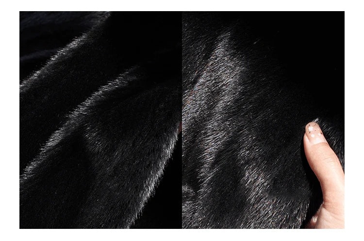 Brown Thick Warm Soft Faux Mink Fur Coat Women Puff Sleeve Stand Collar Fluffy Jacket