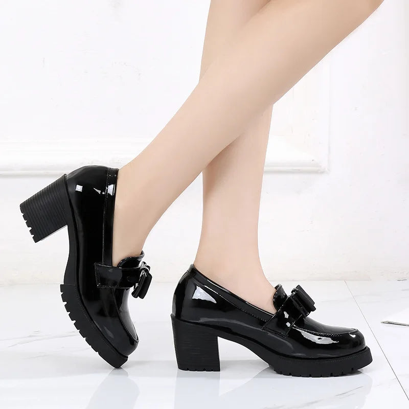 Platform women high heel pumps shoes chunky heel loafer comfort office lady party shoes