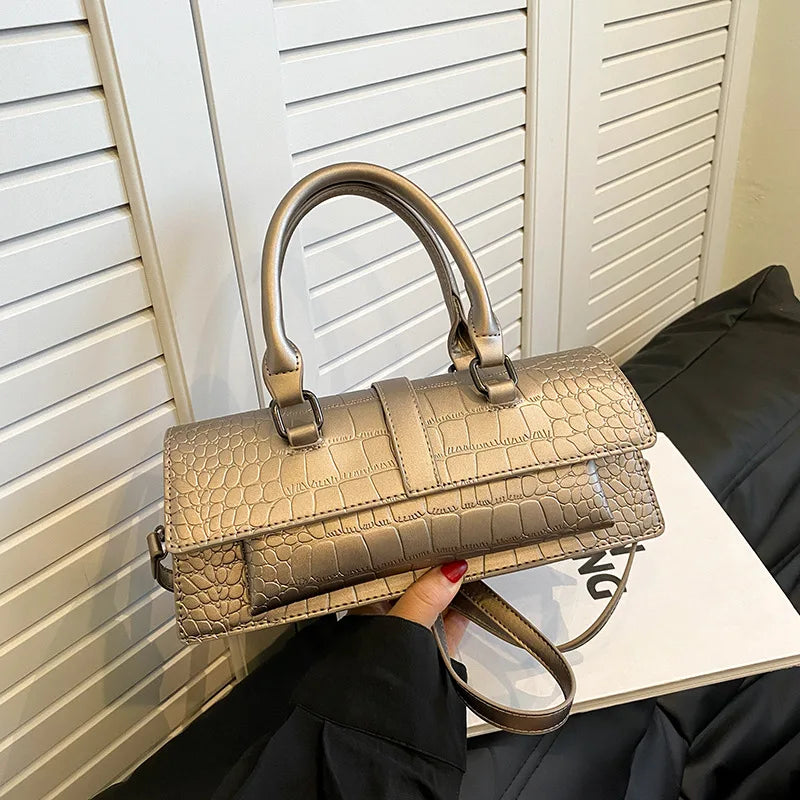Ladies Shoulder Bag High Quality PU Stone Pattern Crossbody Bag for Women Armpit Clutch