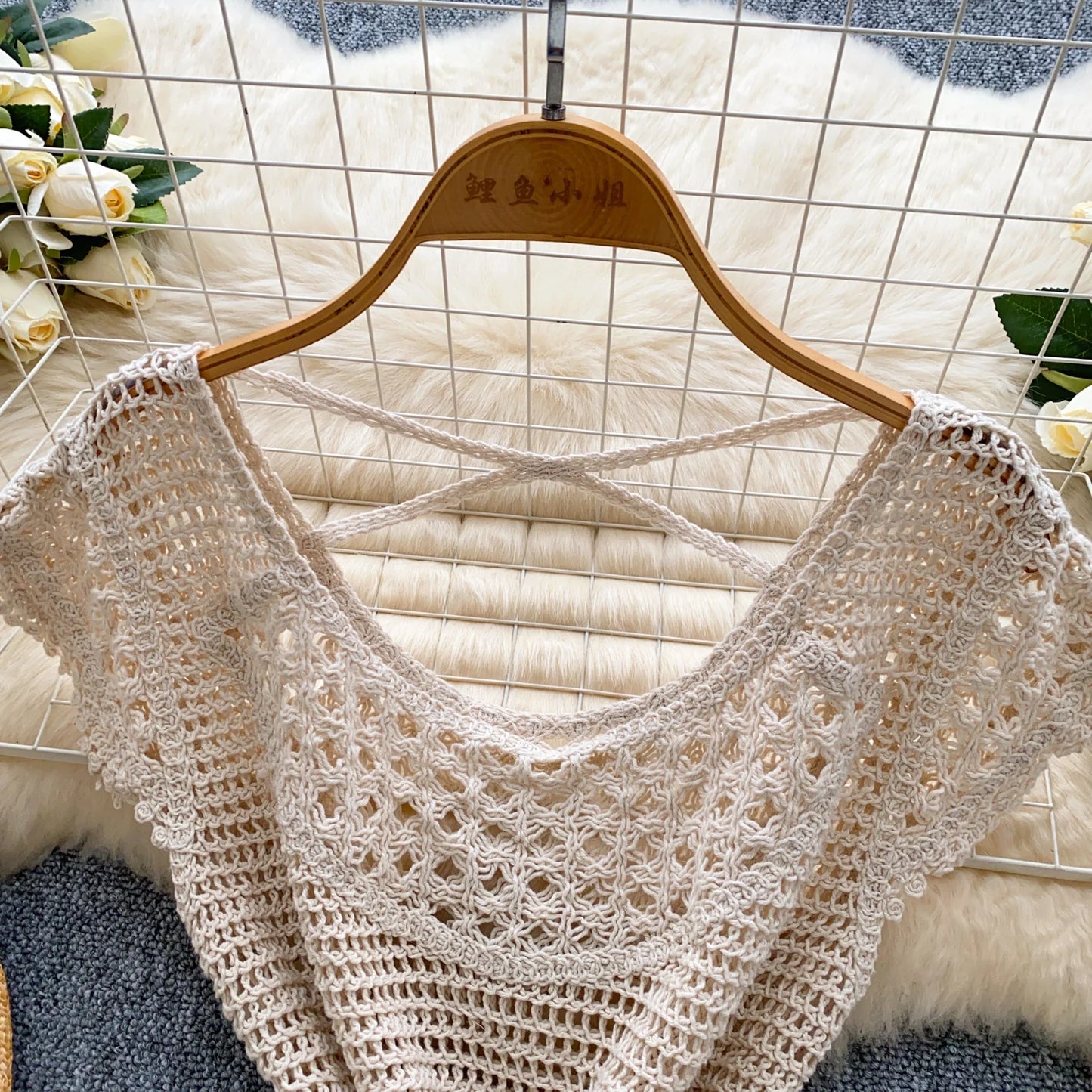 Bohemian Tassel Knit Tops Women Lace Up V Neck Elastic Summer Blouse Vacation Blouse