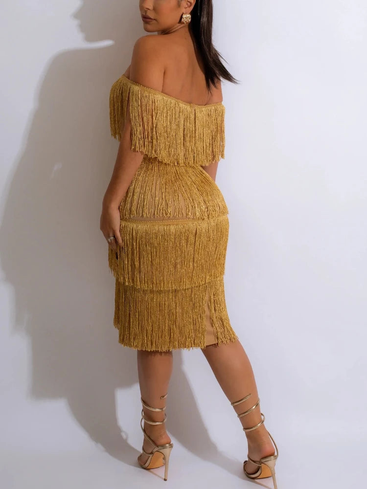 Unique Y2K Sleeveless Backless Mini Dress Suitable for Women's Elegant Tassel Dinner Dress