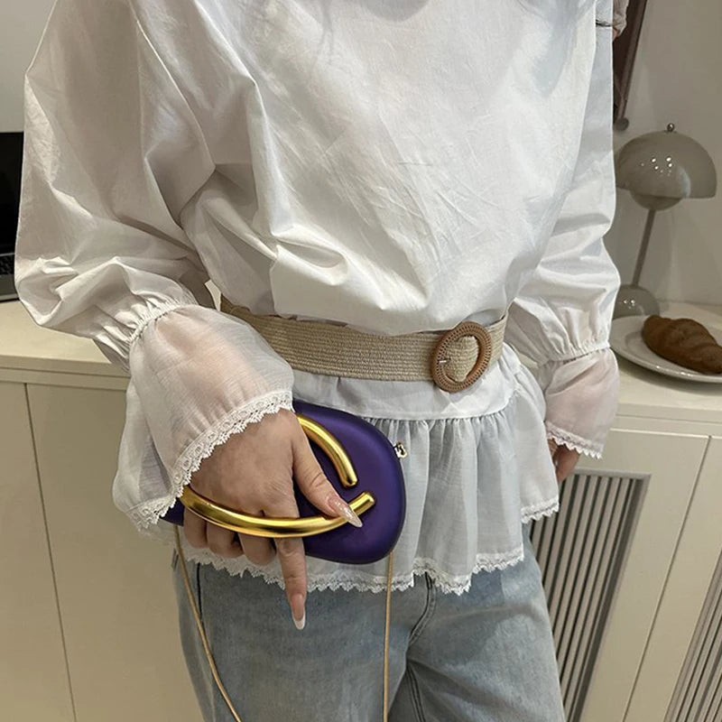 High-end Chain Shoulder Bag Exquisite Personality Round Box Elegant Crossbody Purse
