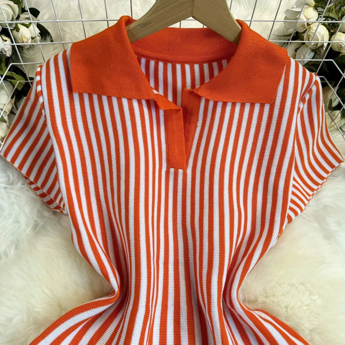Sweater Striped Dress Knit Dresses Ruffles Party Casual Elegant Knitted Y2k Streetwear