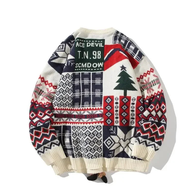 Christmas Style Pullover Sweater Women Y2K Crew Neck Couples Knit Sweater