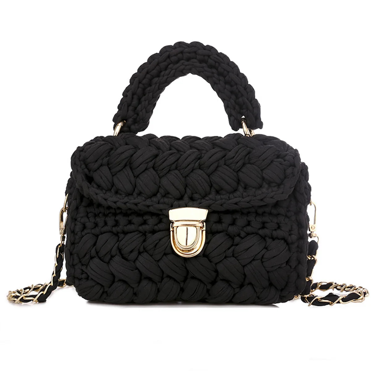 Shoulder Crochet Bag Exclusive Metal Lock and Buckle Hardware Set