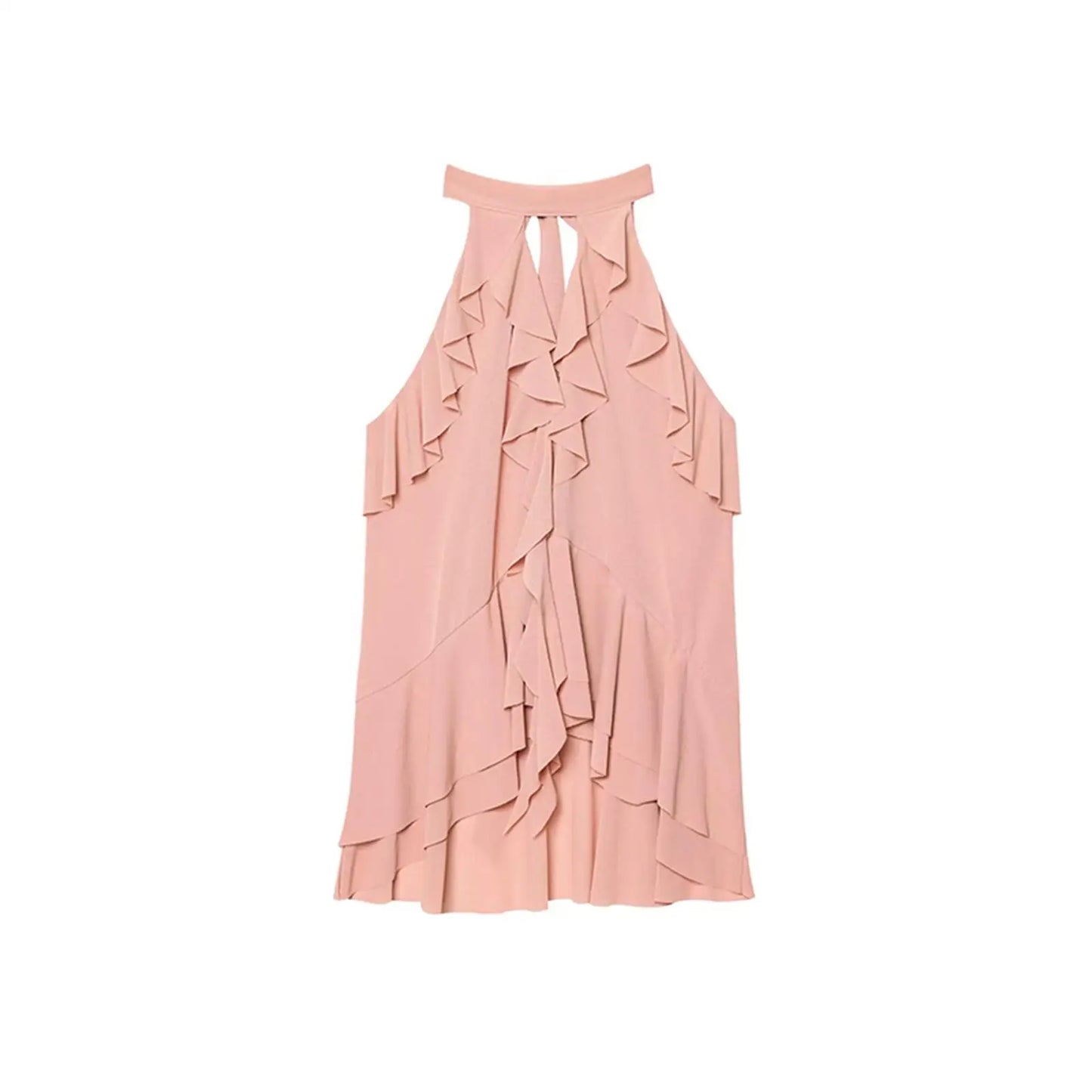 Summer Top Women Halter Blouse Ruffles Thin Causal Chic Tops