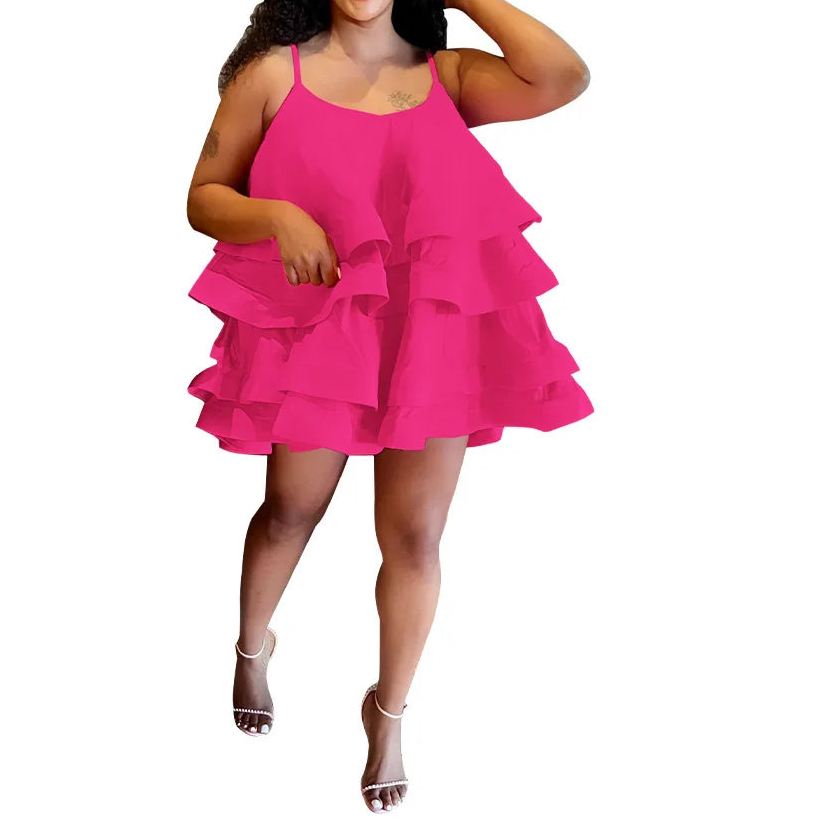Women Spaghetti Strap U Collar Sleeveless Party Mini Fairy Satin Dress