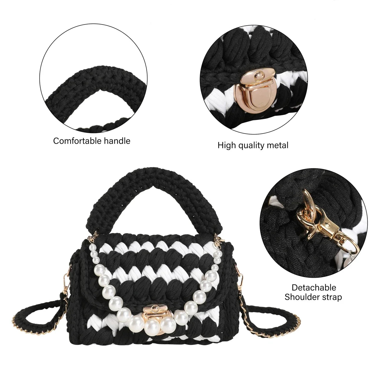 Crochet Bag Shoulder Bag Chunky Knit Handle Bag