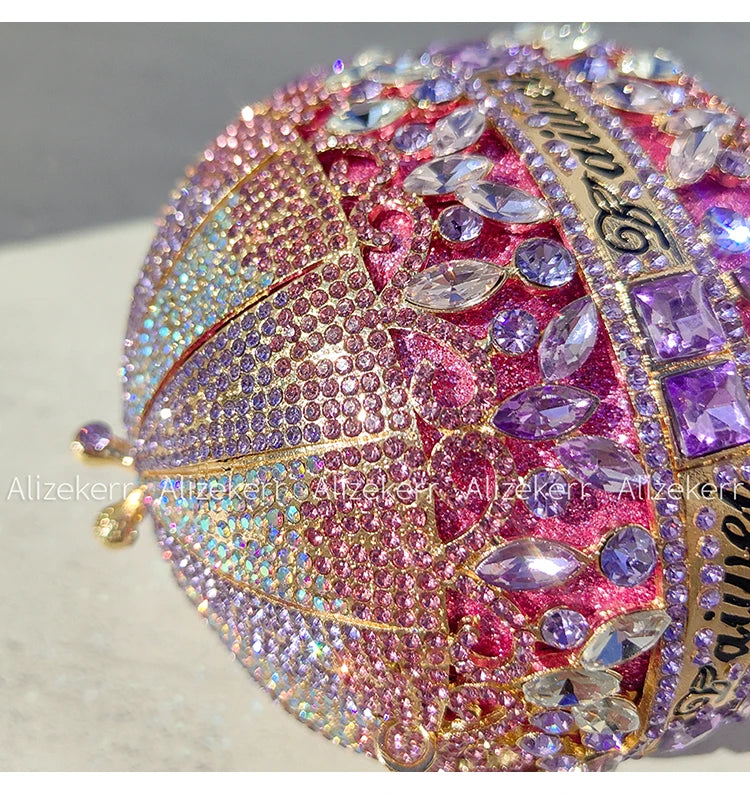 Balloon Shaped Crystal Evening Bags Women Luxury Classy Unique Clutch Purse