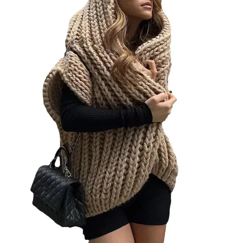 Loose Knitted Thickened Women's Cardigan Sleeveless Sweater Coat