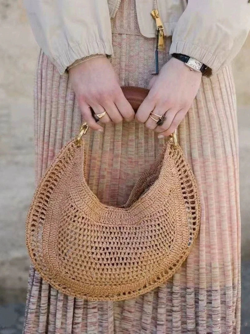 Classic Beach Straw Woven Bags For Women Luxury Designer Handbag
