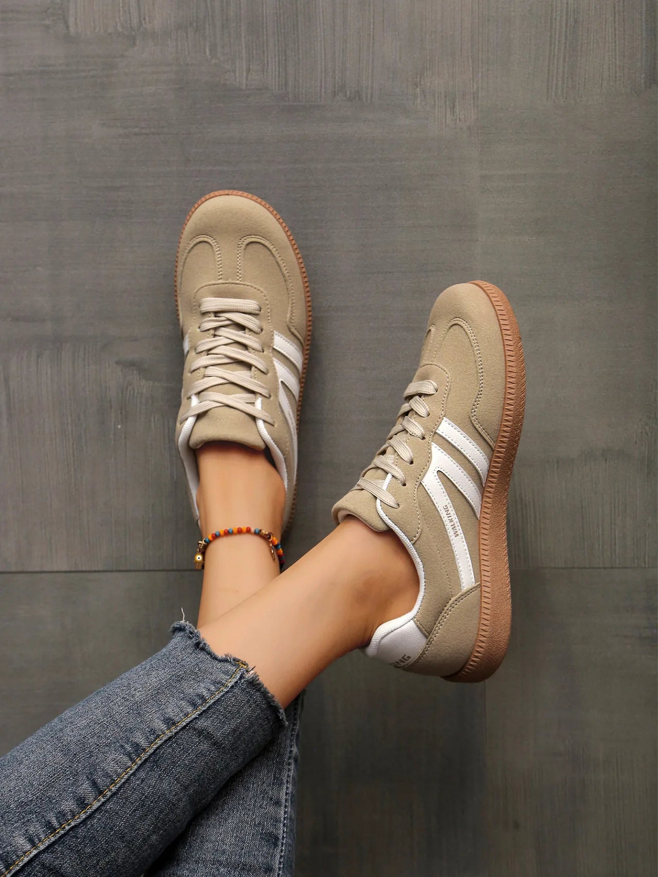 Mix Color Women's Autumn Sneakers Fashion Splicing Flat Heel Vulcanized Shoes Female Lace-Up Sneakers