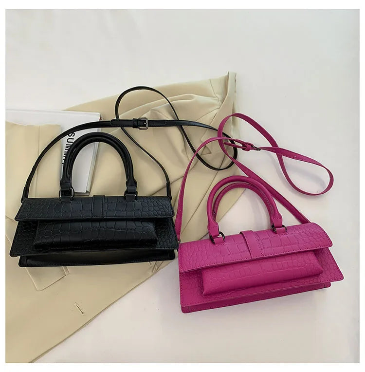 Ladies Shoulder Bag High Quality PU Stone Pattern Crossbody Bag for Women Armpit Clutch