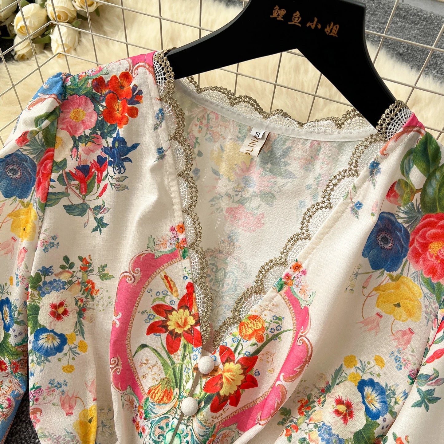 Elegant Vintage Luxury Evening Dress Women Print Sashes Button Short Party Dress Female Casual Holiday Clothing
