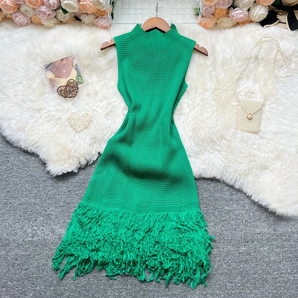 Summer Fashion Sexy Openwork Stitching Sleeveless Bodycon Party Dress