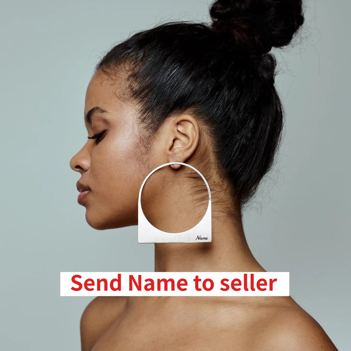 Large Hoop Earring with Custom Name Middle East Dubai 18K Gold Plated Stainless Steel Earrings