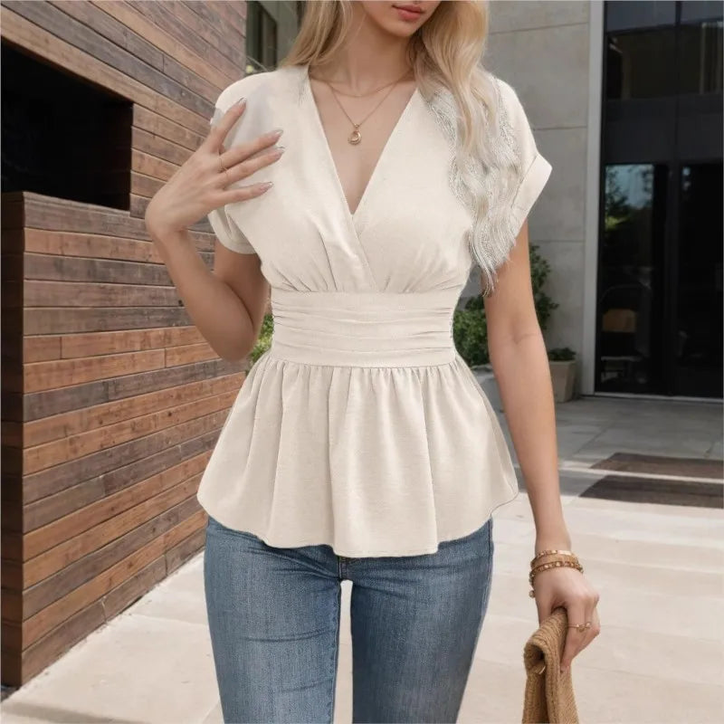 Pullover Women Shirt Slim Waisted Office Tops Casual Blouse