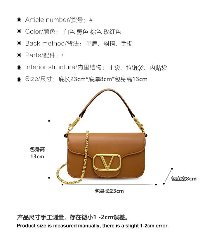 Women's Calf leather handbag chain one-shoulder crossbody bag high-quality women's bag