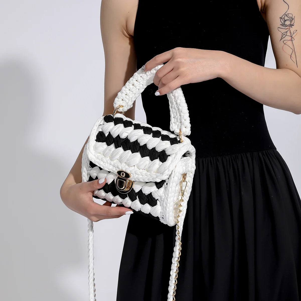Crochet Bag Shoulder Bag Chunky Knit Handle Bag