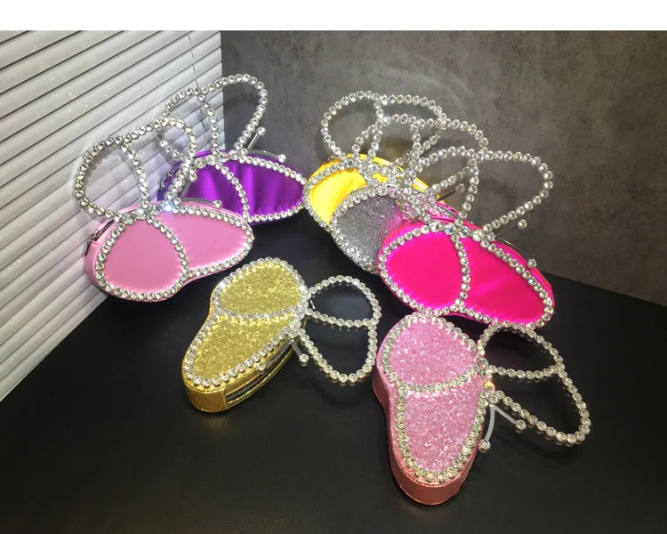 White Rhinestone Pink Butterfly Wedding Evening Clutches Party Prom Purse