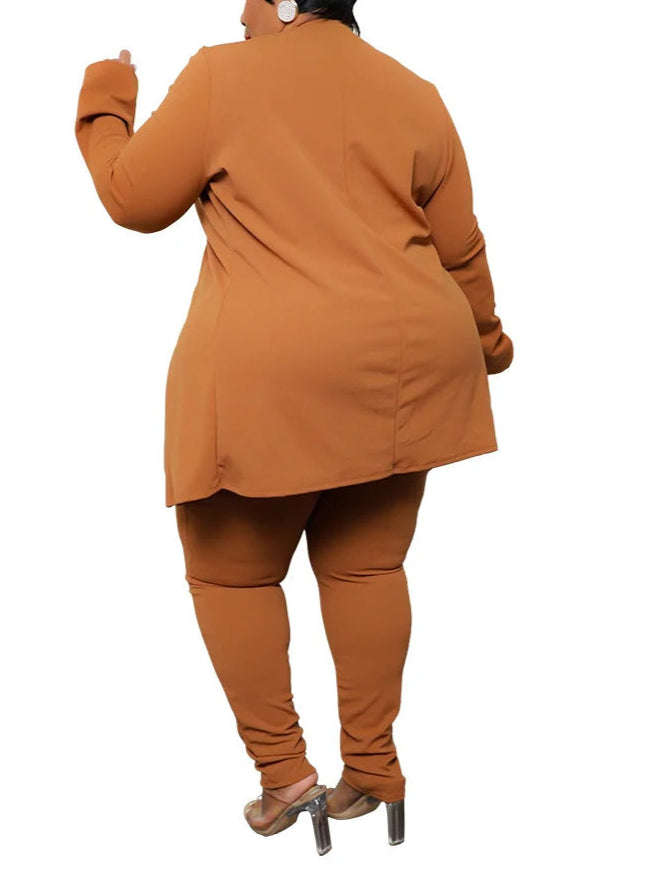 Plus Size Two Piece Outfits Women Matching Suit Solid Top Leggings Pants Sets