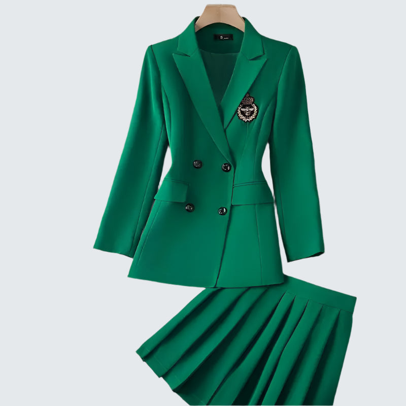 Skirt Two Piece Blazer Outfits Chic 2 Piece Set Women's Clothing Pleated Mini Skirt Blazer Suit