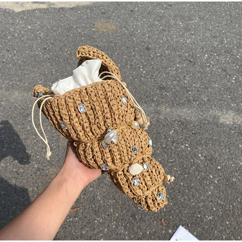Luxury Hand-woven Shell Bag Women Seaside Conch Shell Messenger Bag