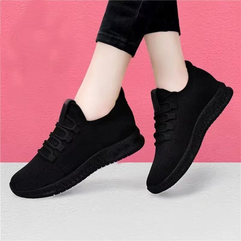 Women's Breathable Casual Shoes Running Shoes Black Sneakers Shoes for Women