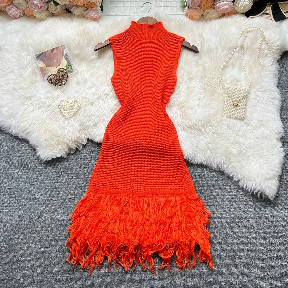 Summer Fashion Sexy Openwork Stitching Sleeveless Bodycon Party Dress