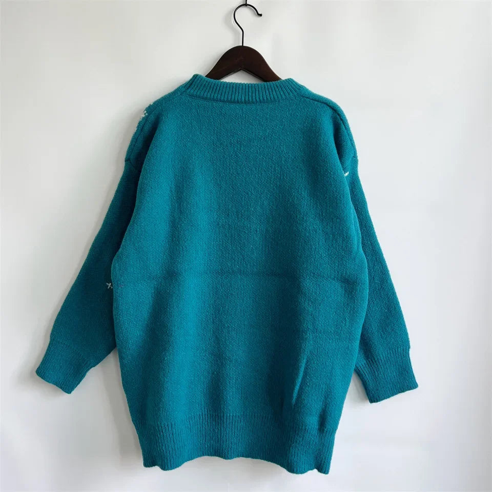 Jacquard Ball Christmas Sweater Pullover Round Neck Sweater