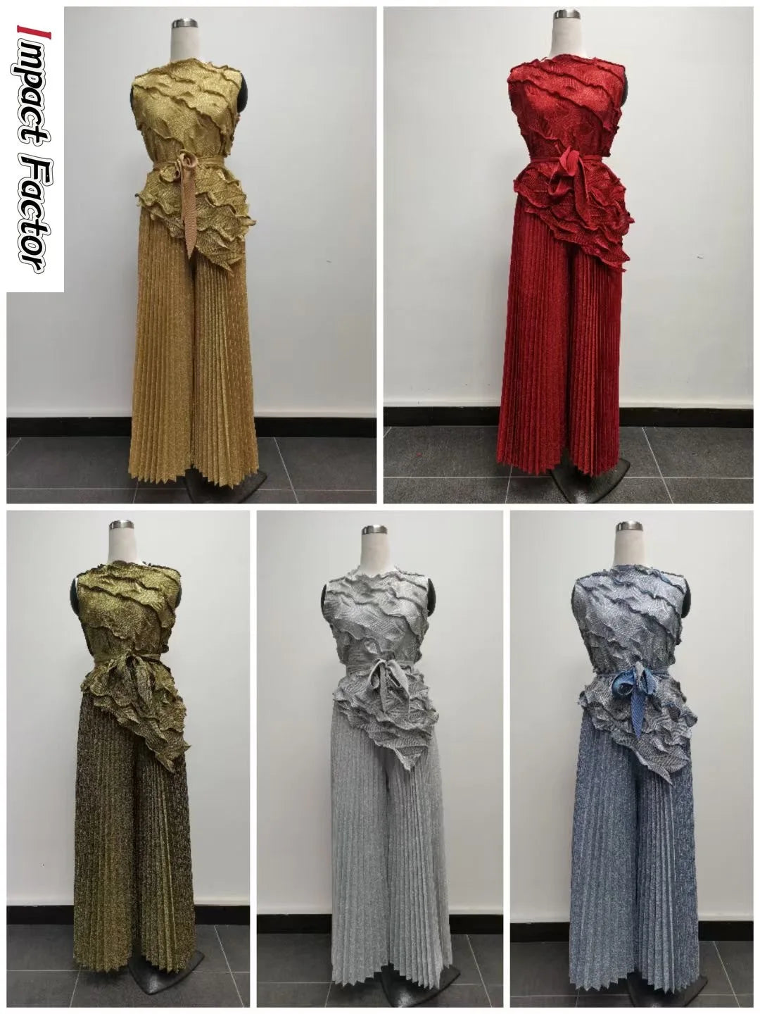 Women's Casual Sleeveless Blouse and Loose Wide Leg Pants Two-piece Set