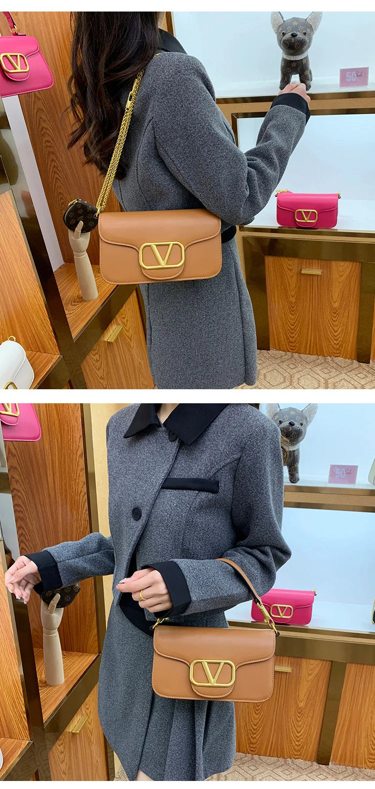 Women's Calf leather handbag chain one-shoulder crossbody bag high-quality women's bag