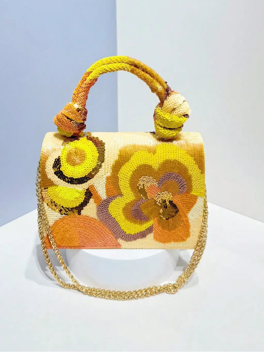 Sequin Embroidered Floral Design Party Wedding Evening Bag Women's Clutch