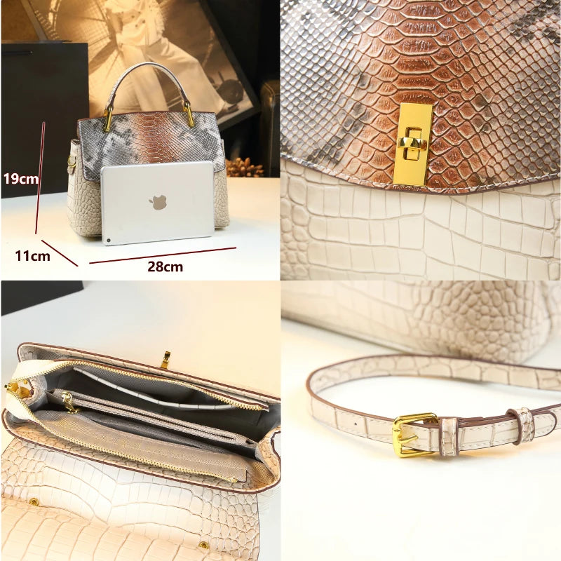 Luxury Genuine Leather Women Handbags Quality Cowhide Shoulder Messenger Bag