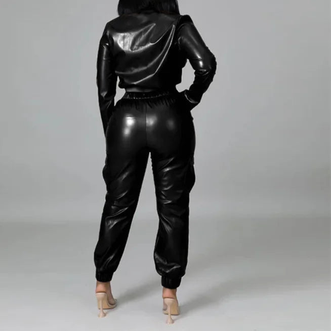 Pants Sets Two Piece Long Sleeve Cardigan Hidden Breasted Solid Zipper Fly Pencil Pants Slim Fit