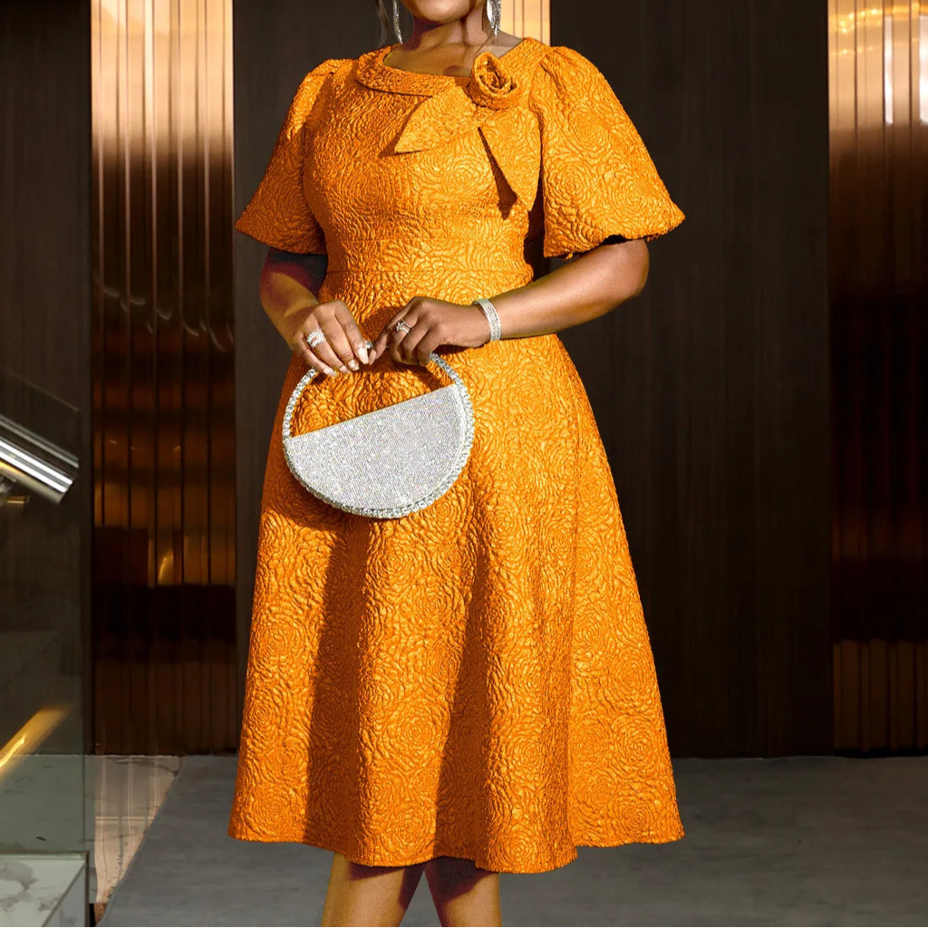 Women Plus Size Jacquard Dress A-Line Party Banquet Dress Cocktail Dress