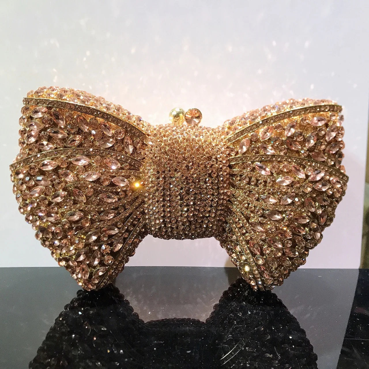 Rhinestone Green/Black Clutch Purse Bow Luxury Diamond Evening Clutches Wedding Bridal Bag