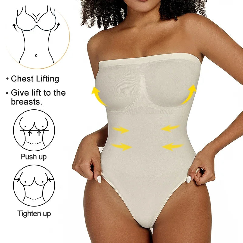Womens Bodysuit Tummy Control Shapewear Thong Seamless Slimming Compression Body Shaper
