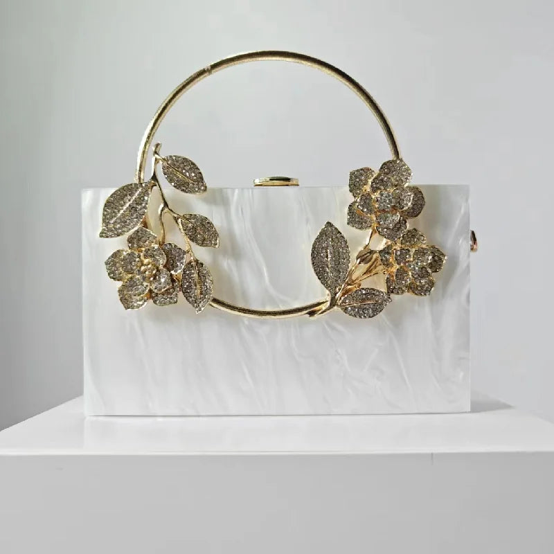 Banquet Pearlescent Acrylic Purse Women's Tote Crossbody Shoulder Square Bag