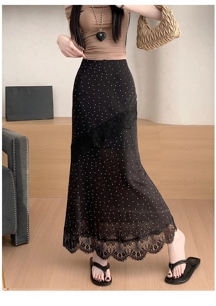 Polka Dot Lace Skirt Printed Women's Wrap Skirts for Women