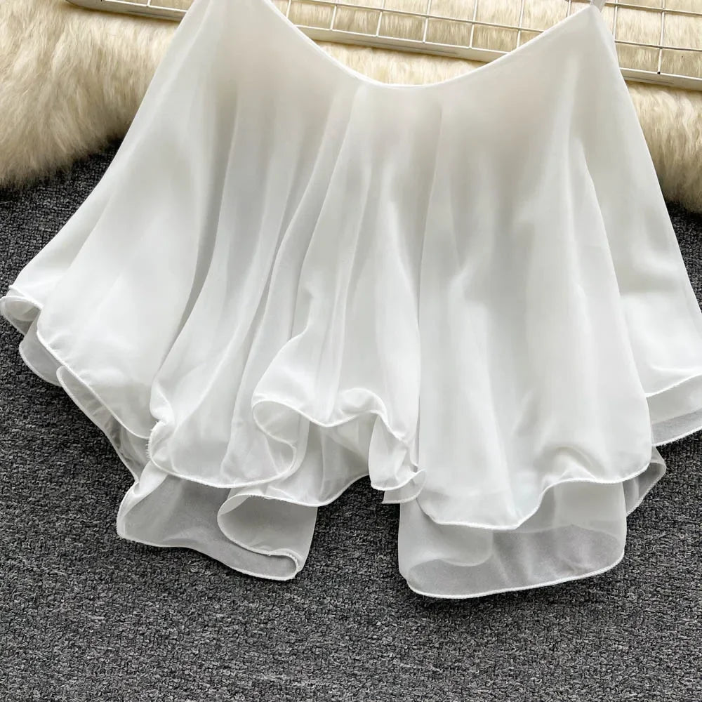 Summer Tops Spaghetti Straps Ruffle Sleeveless Tanks and Crop Tops Solid Tank Camisoles Women Y2k