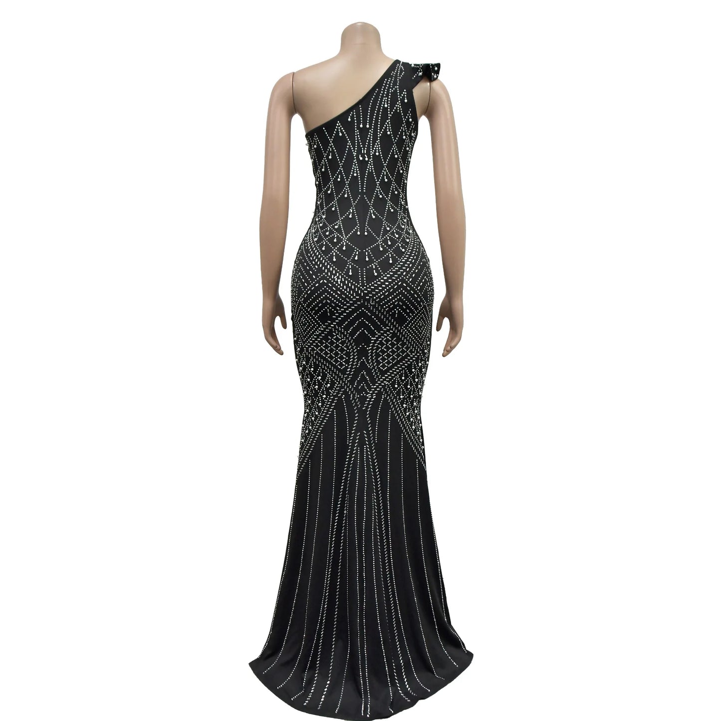 Women Maxi Dress Floor Length Dress Hot Sleeveless One Shoulder Cocktail Party Dress